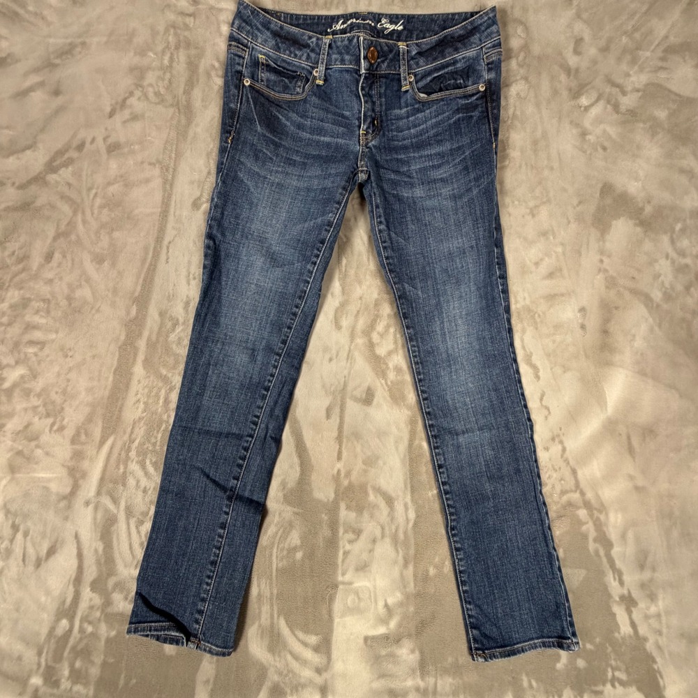 American Eagle Skinny Jeans Womens 6 Short Dark Wash Stretch Denim Low Rise